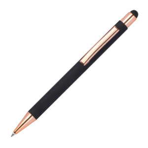 Długopis metalowy touch pen soft touch MIRAMAR - z logo z własnym nadrukiem, kolor czarny