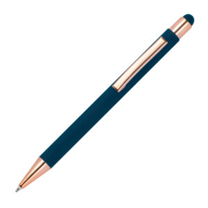 Długopis metalowy touch pen soft touch MIRAMAR - z logo z własnym nadrukiem, kolor granatowy