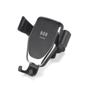 Uchwyt do telefonu z ładowarką indukcyjną GARI 15W USB-C z własnym nadrukiem, kolor czarny