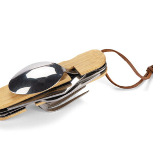 Sztućce turystyczne KENTI z własnym nadrukiem, kolor naturalny