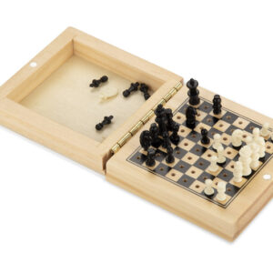 Szachy drewniane ILDE z własnym nadrukiem, kolor naturalny