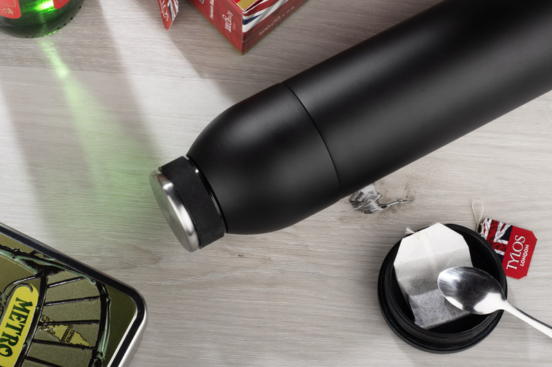 Butelka termiczna DUAL 600 ml z własnym nadrukiem, kolor czarny