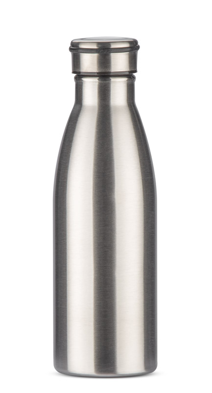 Butelka stalowa KONRA 600 ml z własnym nadrukiem, kolor srebrny