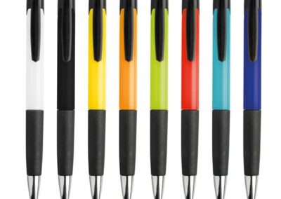 Plastikowy długopis z gumowanym uchwytem. / Hollic z własnym nadrukiem, kolor Biały