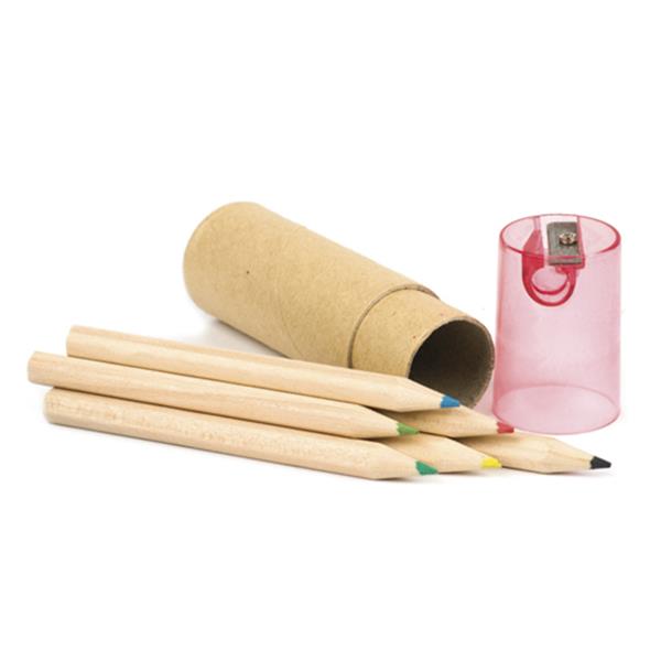 Kredki 6 szt. z temperówką / Lory z własnym nadrukiem, kolor Light Pink