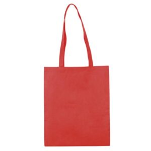 80g Torba z długim uchwytem z włókniny, szyta / Klya z własnym nadrukiem, kolor Czerwony