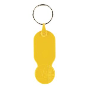 Plastikowy brelok z żetonem 1 € / Key01 z własnym nadrukiem, kolor Żółty