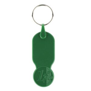Plastikowy brelok z żetonem 1 € / Key01 z własnym nadrukiem, kolor Zielony