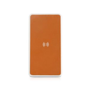 Bezprzewodowy power bank 8 000 mAh z recyklingu / Recybank z własnym nadrukiem, kolor Light Brown