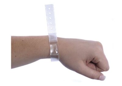 Opaska winylowa na nadgarstek jednorazowa / Div z własnym nadrukiem, kolor Translucent