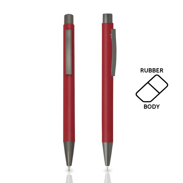 Długopis metalowy aluminiowy soft touch / Rupen z własnym nadrukiem, kolor Dark Red