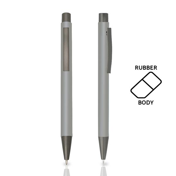Długopis metalowy aluminiowy soft touch / Rupen z własnym nadrukiem, kolor Srebrny