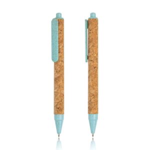 Długopis z korka i włókien pszenicy / Coreat z własnym nadrukiem, kolor Sky Blue