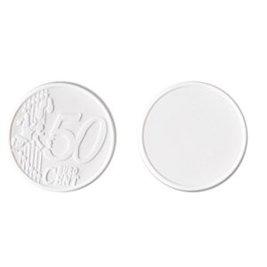 Plastikowy żeton do wózka 0,50 € / Coin 50 z własnym nadrukiem, kolor Biały