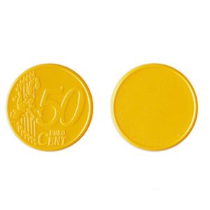 Plastikowy żeton do wózka 0,50 € / Coin 50 z własnym nadrukiem, kolor Żółty