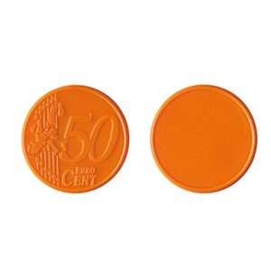 Plastikowy żeton do wózka 0,50 € / Coin 50 z własnym nadrukiem, kolor Pomarańczowy
