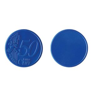 Plastikowy żeton do wózka 0,50 € / Coin 50 z własnym nadrukiem, kolor Royal blue