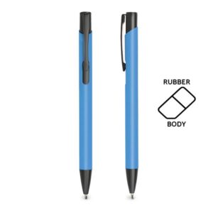 Długopis aluminiowy, gumowany / Aluru z własnym nadrukiem, kolor Tourquise Blue