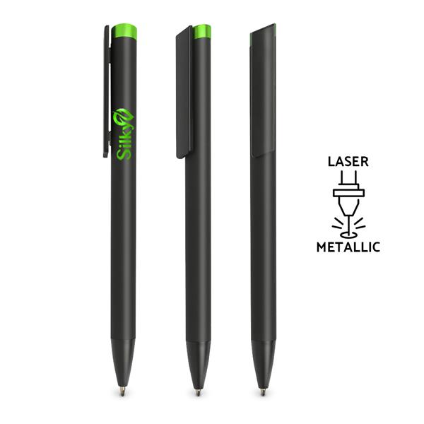 Długopis metalowy soft touch / Clipsy z własnym nadrukiem, kolor Zielony