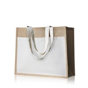 Torba z juty z kieszenią z bawełny 100% / SunSet z własnym nadrukiem, kolor Natural