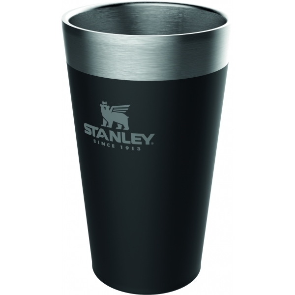 Kubek Stanley ADVENTURE STACKING BEER PINT 0,47 L z własnym nadrukiem, kolor Matte Black Pebble