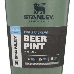 Kubek Stanley ADVENTURE STACKING BEER PINT 0,47 L z własnym nadrukiem, kolor Hammertone Green