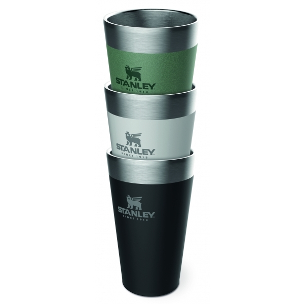 Kubek Stanley ADVENTURE STACKING BEER PINT 0,47 L z własnym nadrukiem, kolor Hammertone Green