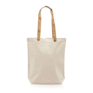 Torba bawełniana 180g 100% z korkowymi uchwytami z własnym nadrukiem, kolor Light Brown