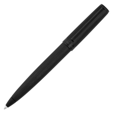 Pióro kulkowe Gear Brushed Black z własnym nadrukiem, kolor Czarny