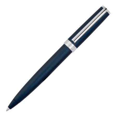 Pióro kulkowe Gear Brushed Navy z własnym nadrukiem, kolor Granatowy