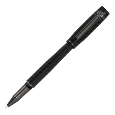 Pióro kulkowe Bold Stripe Black z własnym nadrukiem, kolor Czarny