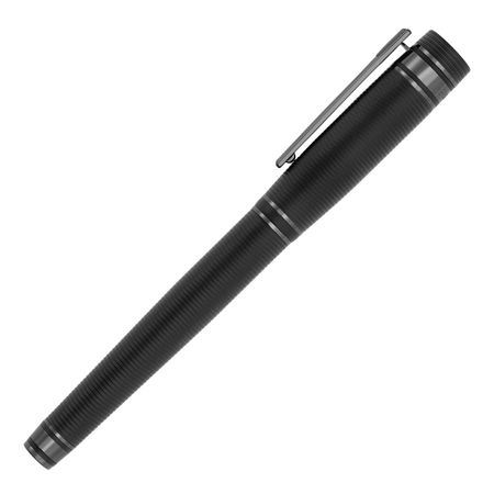 Pióro kulkowe Bold Stripe Black z własnym nadrukiem, kolor Czarny