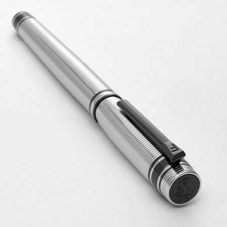 Pióro kulkowe Bold Stripe Chrome & Gun z własnym nadrukiem, kolor Szary