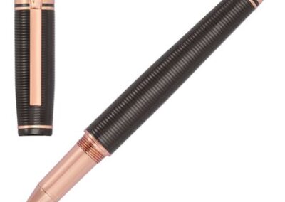 Pióro kulkowe Bold Stripe Gun & Rosegold z własnym nadrukiem, kolor Szary