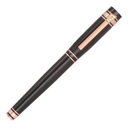 Pióro kulkowe Bold Stripe Gun & Rosegold z własnym nadrukiem, kolor Szary