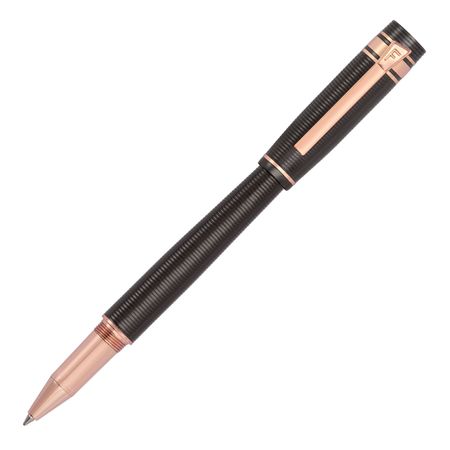 Pióro kulkowe Bold Stripe Gun & Rosegold z własnym nadrukiem, kolor Szary