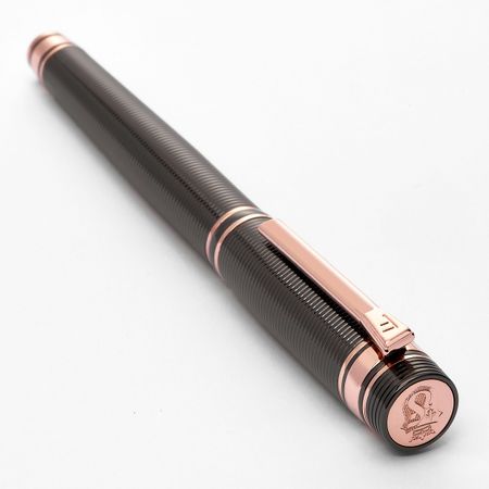 Pióro kulkowe Bold Stripe Gun & Rosegold z własnym nadrukiem, kolor Szary
