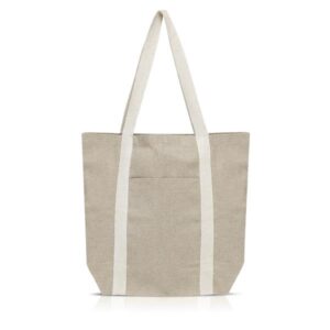 Torba z recyklingowej bawełny 300g z zewnętrzną kieszenią / DAILYBAG z własnym nadrukiem, kolor Beżowy