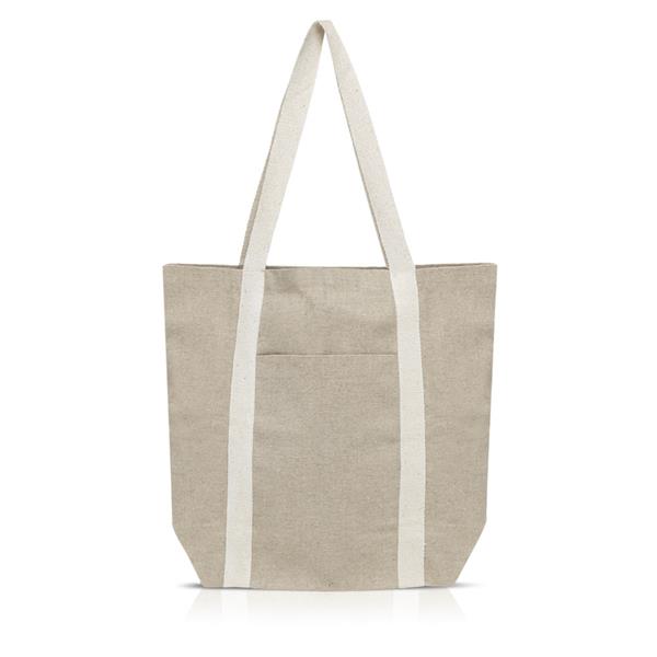 Torba z recyklingowej bawełny 300g z zewnętrzną kieszenią / DAILYBAG z własnym nadrukiem, kolor Beżowy