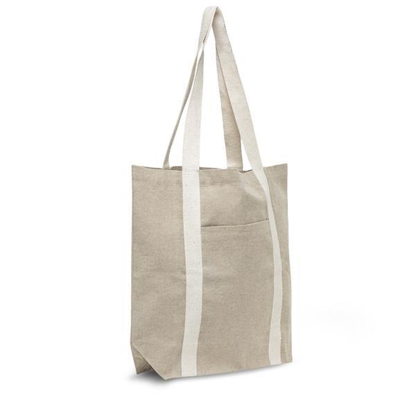 Torba z recyklingowej bawełny 300g z zewnętrzną kieszenią / DAILYBAG z własnym nadrukiem, kolor Beżowy