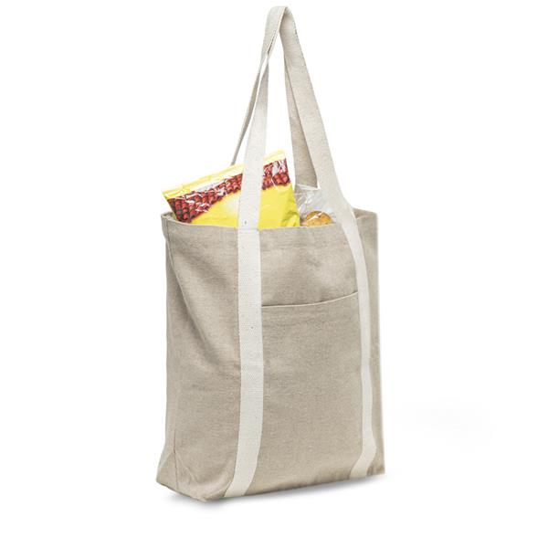 Torba z recyklingowej bawełny 300g z zewnętrzną kieszenią / DAILYBAG z własnym nadrukiem, kolor Beżowy