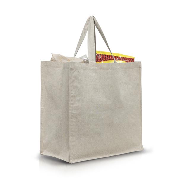 Torba z recyklingowej bawełny 180g z laminowanym wnętrzem / SHOPPER z własnym nadrukiem, kolor Beżowy