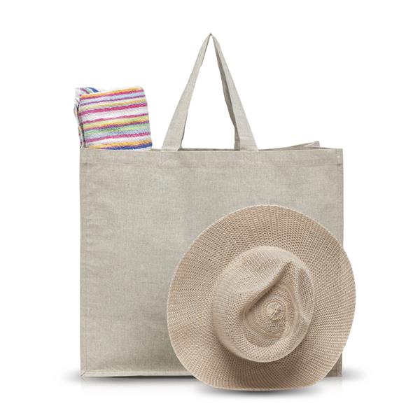 Torba z recyklingowej bawełny 180g z laminowanym wnętrzem / SHOPPER z własnym nadrukiem, kolor Beżowy