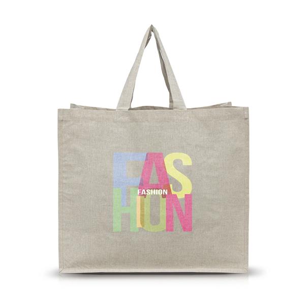 Torba z recyklingowej bawełny 180g z laminowanym wnętrzem / SHOPPER z własnym nadrukiem, kolor Beżowy
