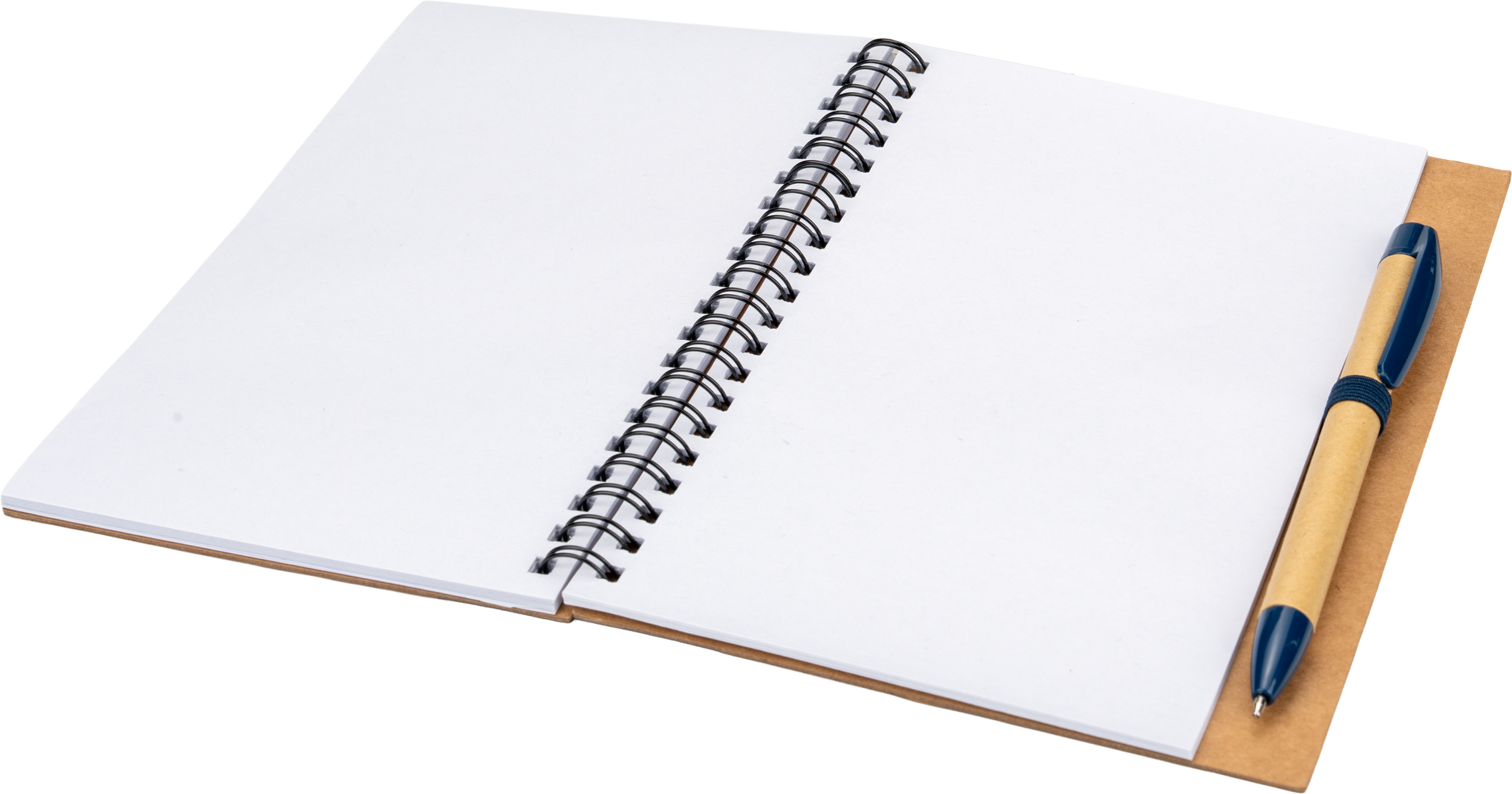 Notes A5 z czystymi stronami z papieru z recyklingu RAVENNA - z logo z własnym nadrukiem, kolor granatowy