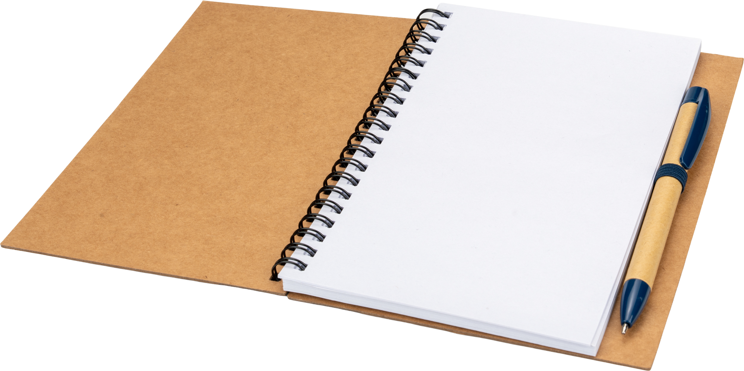 Notes A5 z czystymi stronami z papieru z recyklingu RAVENNA - z logo z własnym nadrukiem, kolor granatowy