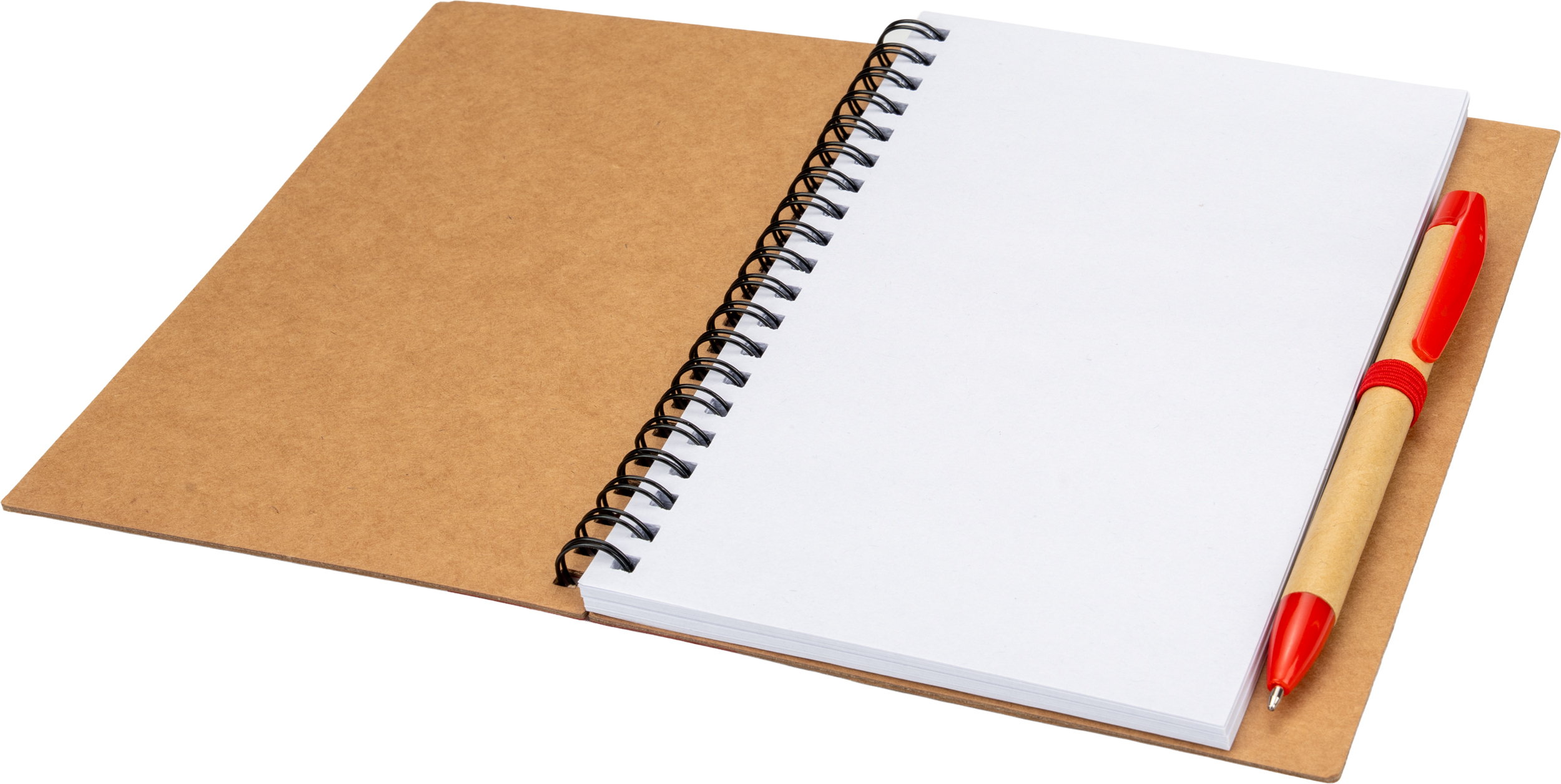 Notes A5 z czystymi stronami z papieru z recyklingu RAVENNA - z logo z własnym nadrukiem, kolor czerwony