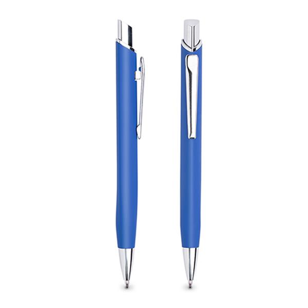 Długopis metalowy z wykończeniem soft touch / Crome z własnym nadrukiem, kolor Royal blue