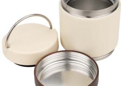 Lunch box termiczny stalowy z recyklingu PORTO CERVO MoLu 400 ml - z logo z własnym nadrukiem, kolor biały