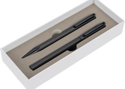 Zestaw piśmienny długopis i pióro kulkowe CAP D AGDE MoLu - z logo z własnym nadrukiem, kolor czarny